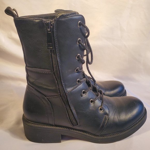Women's  Black Military Mid Calf Combat boots - Picture 6 of 9